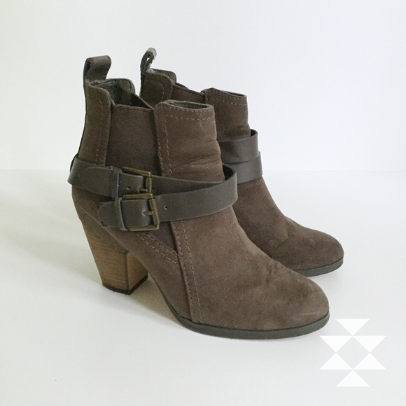 Crown Vintage Shoes - Crown Vintage Brown Suede Booties with Buckles 6.5